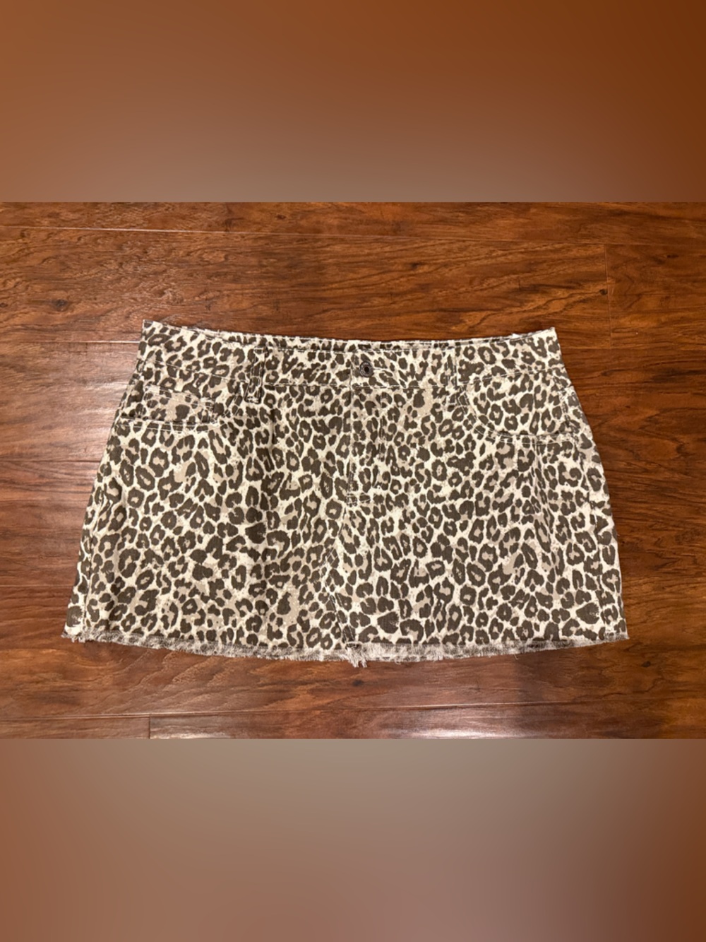 Leopard Print Mini Skirt - Neutral Brown/White